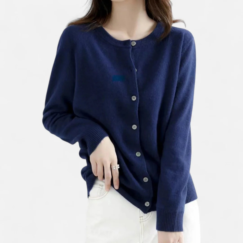 Button-Front Fine Knit Cardigan