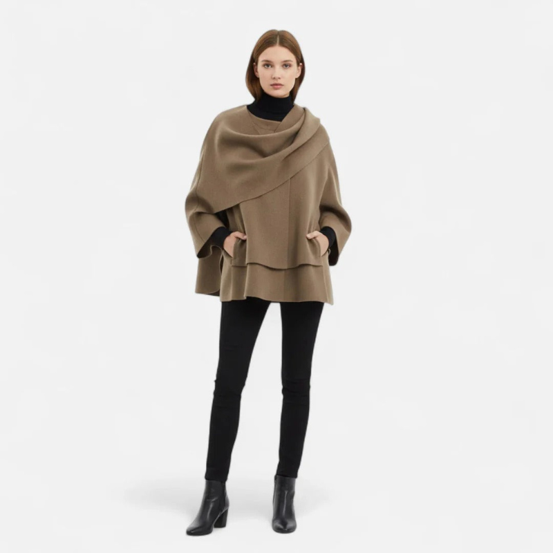Fiorenno | Women's Shawl Collar Cape Coat – Effortless Elegance and Everyday Comfort